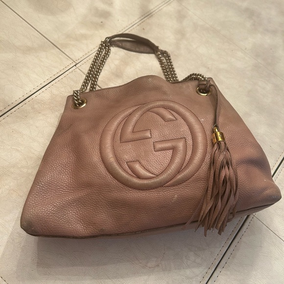 GUCCI CHIC Blush Pink Shoulder Bag with gorgeous chain double strap - Picture 11 of 11